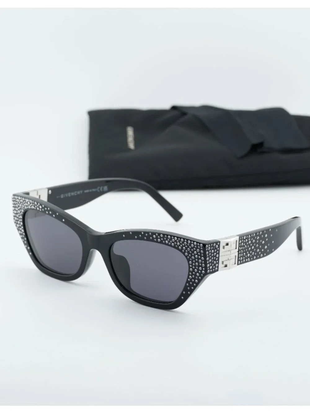 Givenchy GV4019IS 01A Cat Eye Sunglasses - Black with Stones / Grey